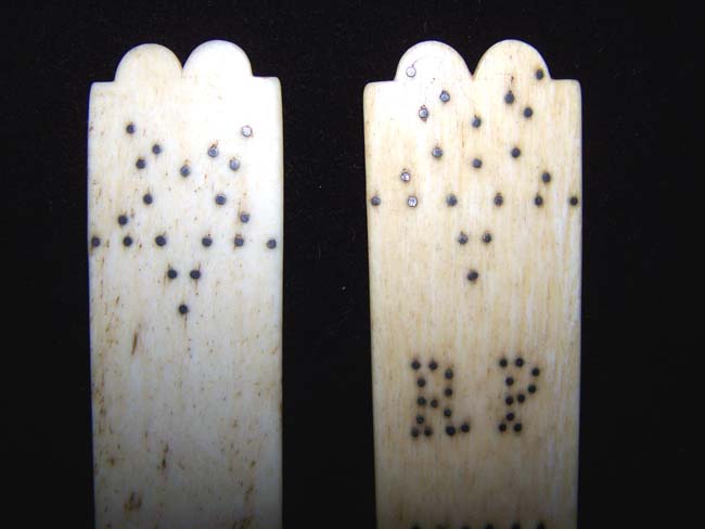 A RARE pair of Mother and Daughter ANTIQUE SCRIMSHAW Whalebone Corset Busks circa 1830
